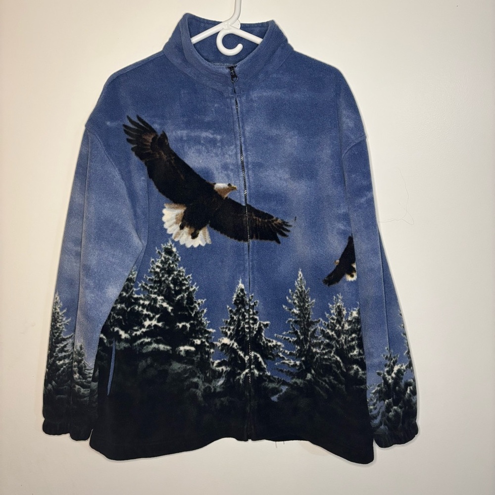 Blue Performance Jacket with Eagle Design